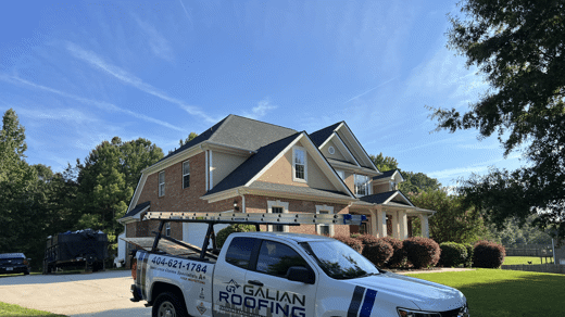 Our truck in front of a house we worked on.